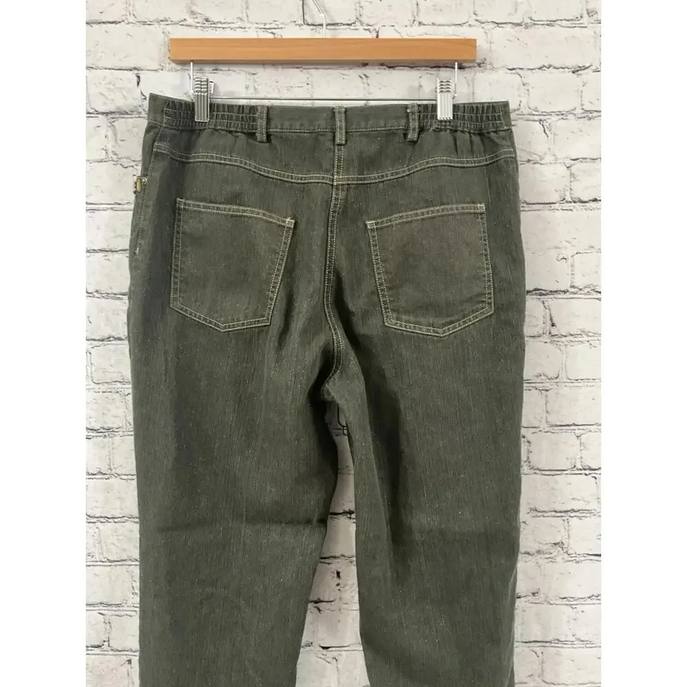 Ruby‎ Rd Jeans Women 12 Green Comfort Stretch Sparkle Fabric Embellished Granny